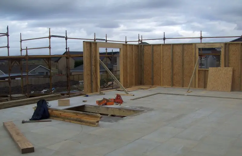 First floor deck with the upper wall panels going up