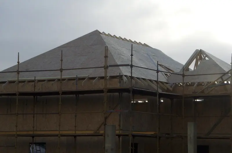 Hipped roof boarded out