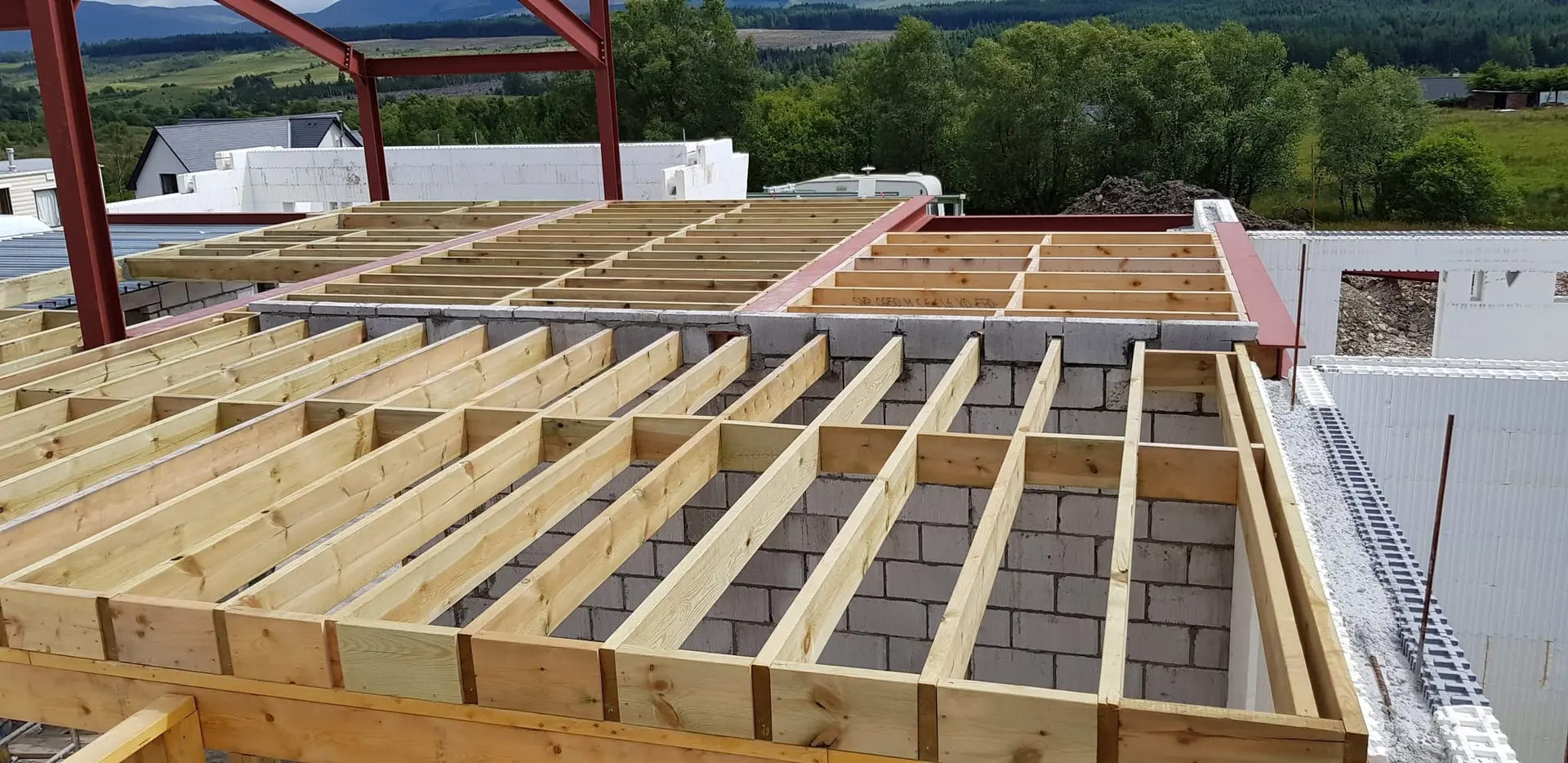 First floor joists across the ground floor walls