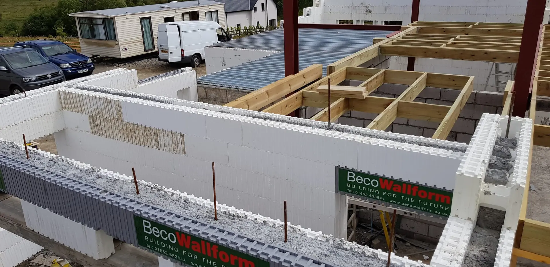 Top of the ICF walls ready for the next lift of concrete